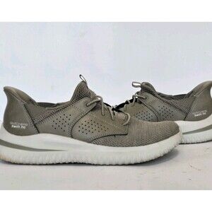 Skechers Sneaker Mens Sz 9 Shoes Delson Swift Fit Hands Free Taupe